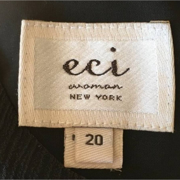 VTG ECI New York Pure Silk Ruffled Front Open Back Chiffon Blouse in Black SZ 16 - Picture 9 of 11